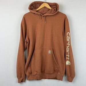 Carhartt Iconic Logo Hoodie Sweatshirt Burnt Orange K288-R38 Men's Size M